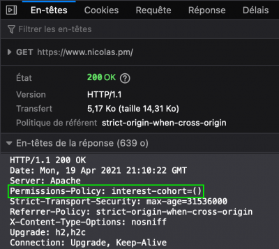 En-tête HTTP de refus de l’analyse FLoC de Google