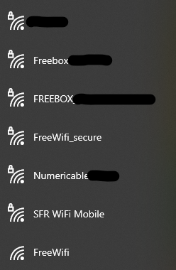 Liste de réseaux Wi-Fi.