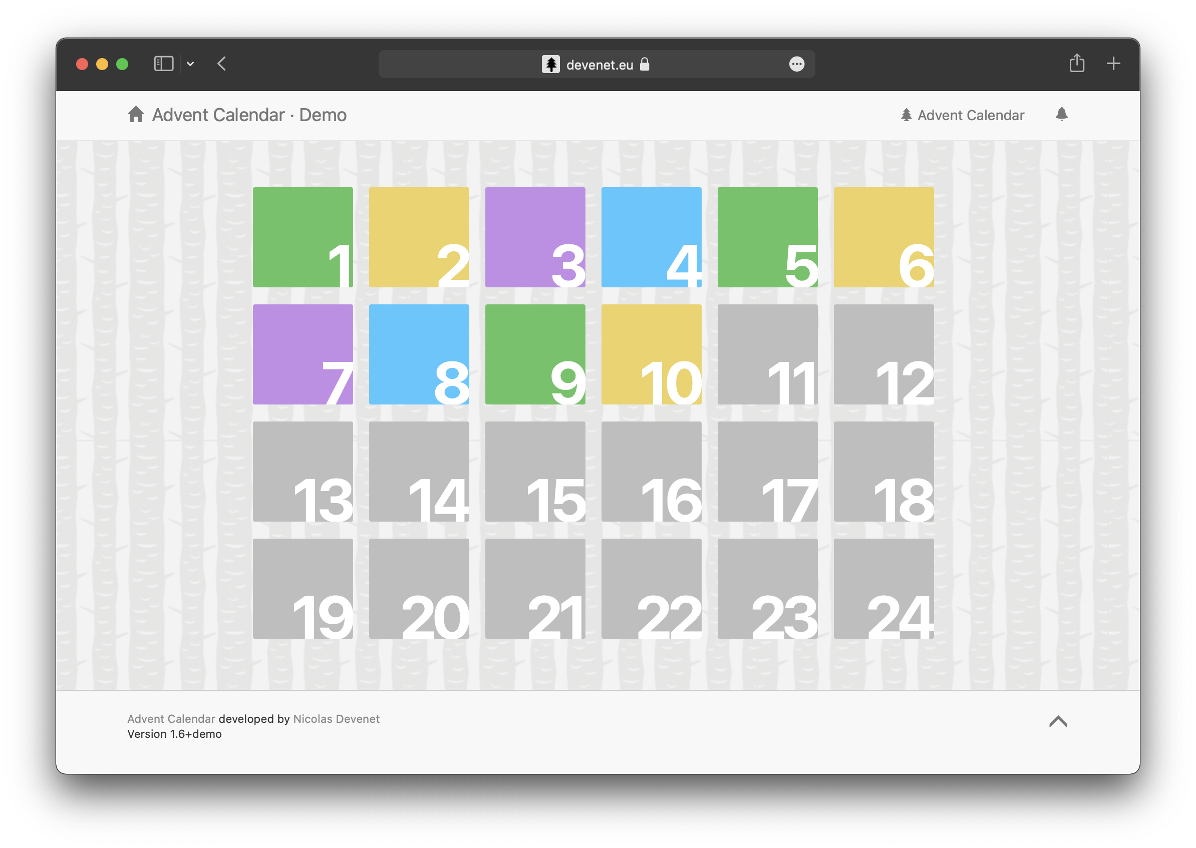 Calendrier de l’avent en image : chaque nouveau jour est une case qui permet de découvrir l’image du jour.